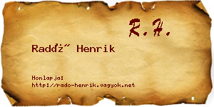 Radó Henrik névjegykártya